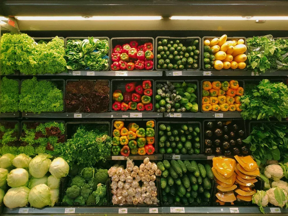 Calcium rich vegetables in a supermarket shelf