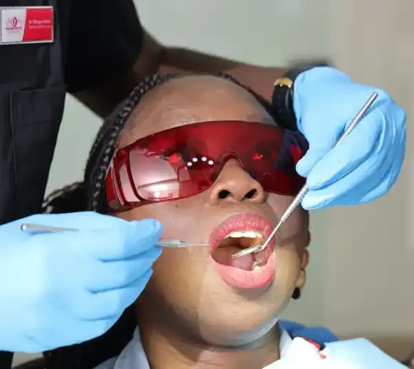 A dental patient with open-mouth
